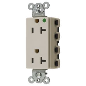 HUBBELL WIRING DEVICE-KELLEMS SNAP2182LAA Style Line Receptacle, 20A 125V, 2-P 3-W Grounding, 5-20R, Nylon, Light Almond | CE6QEZ