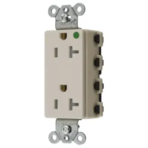 HUBBELL WIRING DEVICE-KELLEMS SNAP2182LATRA Style Line Receptacle, 20A 125V, 2-P 3-W Grounding, 5-20R, Nylon, Light Almond | BD3RQZ