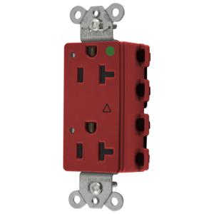 HUBBELL WIRING DEVICE-KELLEMS SNAP2182RIGL Style Line Receptacle, 20A 125V, 2-P 3-W Grounding, 5-20R, Nylon, Red | CE6QFB