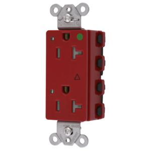 HUBBELL WIRING DEVICE-KELLEMS SNAP2182RIGLTRA Style Line Receptacle, 20A 125V, 2-P 3-W Grounding, 5-20R, Nylon, Red | BD4NNY