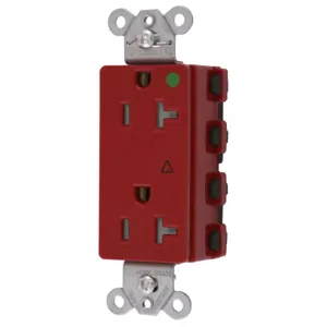 HUBBELL WIRING DEVICE-KELLEMS SNAP2182RIGTRA Style Line Receptacle, 20A 125V, 2-P 3-W Grounding, 5-20R, Nylon, Red | BD4JKR