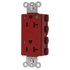 HUBBELL WIRING DEVICE-KELLEMS SNAP2182RL Receptacle, Commercial, Standard Duplex, Flush Mount, 20A, 125V AC, Red | CE6QFC 49YL22