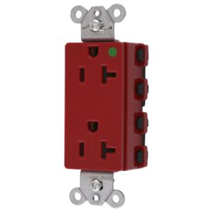 HUBBELL WIRING DEVICE-KELLEMS SNAP2182RNA Style Line Receptacle, 20A 125V, 2-P 3-W Grounding, 5-20R, Nylon, Red | BD4LLY