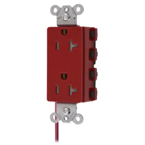 HUBBELL WIRING DEVICE-KELLEMS SNAP2182RSCTRA Style Line Receptacle, 20A 125V, 2-P 3-W Grounding, 5-20R, Nylon, Red | BD3QKX