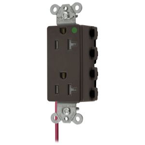HUBBELL WIRING DEVICE-KELLEMS SNAP2182SCTRA Style Line Receptacle, 20A 125V, 2-P 3-W Grounding, 5-20R, Nylon, Brown | BD4PYA