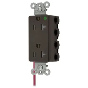 HUBBELL WIRING DEVICE-KELLEMS SNAP2182SCTRA Style Line Receptacle, 20A 125V, 2-P 3-W Grounding, 5-20R, Nylon, Brown | BD4PYA