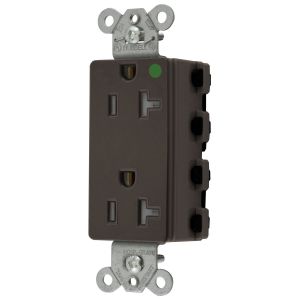 HUBBELL WIRING DEVICE-KELLEMS SNAP2182TRA Style Line Receptacle, 20A 125V, 2-P 3-W Grounding, 5-20R, Nylon, Brown | BD4KPE
