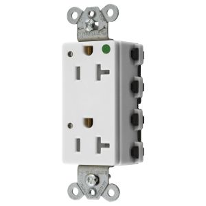 HUBBELL WIRING DEVICE-KELLEMS SNAP2182WLTRA Style Line Receptacle, 20A 125V, 2-P 3-W Grounding, 5-20R, Nylon, White | BD4KPF