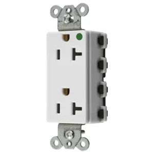 HUBBELL WIRING DEVICE-KELLEMS SNAP2182WA Style Line Receptacle, 20A 125V, 2-P 3-W Grounding, 5-20R, Nylon, White | AC4XCF 31A333