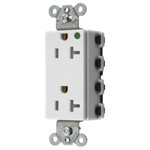 HUBBELL WIRING DEVICE-KELLEMS SNAP2182WTRA Receptacle, Commercial, Standard Duplex, Flush Mount, 20A, 125V AC, White | BD4LLZ 49YK94