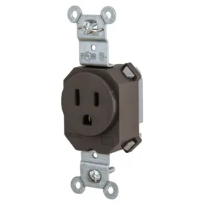 HUBBELL WIRING DEVICE-KELLEMS SNAP5261 Straight Receptacle, 15A 125V, 2P - 3W Grounding, 5-20R, Brown | BD3QRH