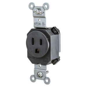 HUBBELL WIRING DEVICE-KELLEMS SNAP5261BK Straight Receptacle, 15A 125V, 2P - 3W Grounding, 5-20R, Black | BD3URB