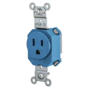 HUBBELL WIRING DEVICE-KELLEMS SNAP5261BL Straight Receptacle, 15A 125V, 2P - 3W Grounding, 5-15R, Blue | BD3YFN