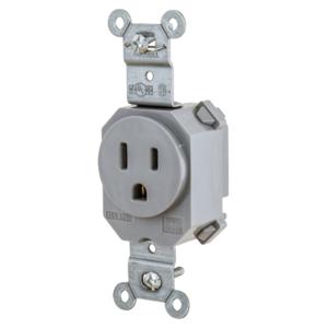 HUBBELL WIRING DEVICE-KELLEMS SNAP5261GY Straight Receptacle, 15A 125V, 2P - 3W Grounding, 5-15R, Gray | BD3TBJ