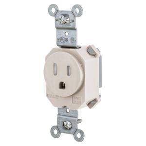 HUBBELL WIRING DEVICE-KELLEMS SNAP5261LATR Straight Receptacle, 15A 125V, 2-Pole 3-Wire Grounding, 5-15R, Light Almond | BD3PQT