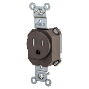 HUBBELL WIRING DEVICE-KELLEMS SNAP5261TR Straight Receptacle, 15A 125V, 2-Pole 3-Wire Grounding, 5-15R, Brown | BD4PKJ