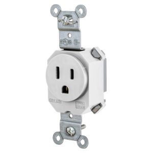 HUBBELL WIRING DEVICE-KELLEMS SNAP5261W Straight Receptacle, 15A 125V, 2P - 3W Grounding, 5-15R, White | BD3WJQ