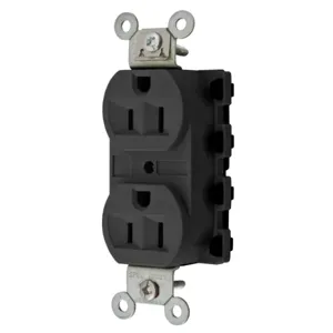 HUBBELL WIRING DEVICE-KELLEMS SNAP5262BKA Straight Receptacle, 15A 125V, 2P - 3W Grounding, 5-15R, Nylon, Black | CE6QFF