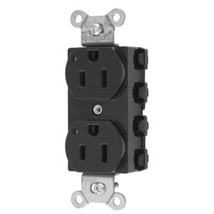 HUBBELL WIRING DEVICE-KELLEMS SNAP5262BKL Straight Receptacle, 15A 125V, 2P - 3W Grounding, 5-15R, Nylon, Black | CE6QFG