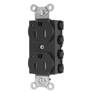 HUBBELL WIRING DEVICE-KELLEMS SNAP5262BKLTRA Straight Receptacle, Led Indicator, 15A 125V, 5-15R, Nylon, Black | BD4GAX