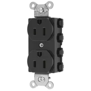 HUBBELL WIRING DEVICE-KELLEMS SNAP5262BKNA Straight Receptacle, 15A 125V, 5-15R, Nylon, Black | BD4JKV