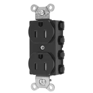 HUBBELL WIRING DEVICE-KELLEMS SNAP5262BKTRA Receptacle, Commercial, Standard Duplex, Flush Mount, 15A, 125V AC, Black | BD4PKK 49YK69