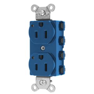 HUBBELL WIRING DEVICE-KELLEMS SNAP5262BLL Straight Receptacle, 15A 125V, 2P - 3W Grounding, 5-15R, Nylon, Blue | CE6QFH