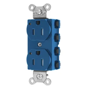 HUBBELL WIRING DEVICE-KELLEMS SNAP5262BLLTRA Straight Receptacle, Led Indicator, 15A 125V, 5-15R, Nylon, Blue | BD3YFP