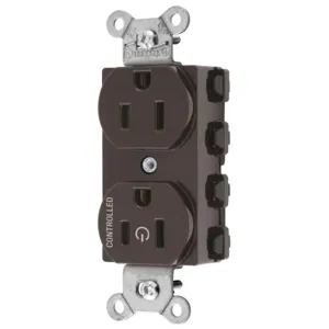 HUBBELL WIRING DEVICE-KELLEMS SNAP5262C1 Straight Receptacle, 15A 125V, 2P - 3W Grounding, Nylon, Brown | BD4MKE