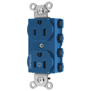 HUBBELL WIRING DEVICE-KELLEMS SNAP5262C1BL Straight Receptacle, 15A 125V, 2P - 3W Grounding, Nylon, Blue | CE6QFK