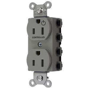HUBBELL WIRING DEVICE-KELLEMS SNAP5262C1GY Straight Receptacle, 15A 125V, 2P - 3W Grounding, Nylon, Gray | BD3VLD