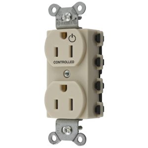 HUBBELL WIRING DEVICE-KELLEMS SNAP5262C1I Straight Receptacle, 15A 125V, 2P - 3W Grounding, Nylon, Ivory | BD4MKD