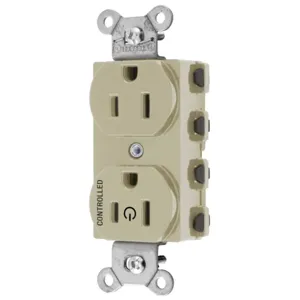 HUBBELL WIRING DEVICE-KELLEMS SNAP5262C1I Straight Receptacle, 15A 125V, 2P - 3W Grounding, Nylon, Ivory | BD4MKD