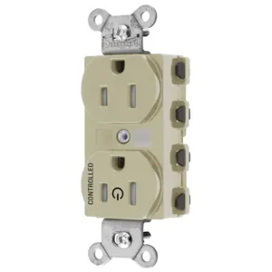 HUBBELL WIRING DEVICE-KELLEMS SNAP5262C1ITRA Straight Receptacle, Controlled, 15A 125V, 2-Pole 3-Wire Grounding, Nylon, Ivory | CE6QFP