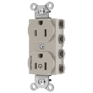 HUBBELL WIRING DEVICE-KELLEMS SNAP5262C1LA Straight Receptacle, 15A 125V, 2P - 3W Grounding, Nylon, Light Almond | BD4KPM