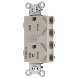 HUBBELL WIRING DEVICE-KELLEMS SNAP5262C1LATRA Straight Receptacle, Controlled, 15A 125V, Nylon, Light Almond | CE6QFQ