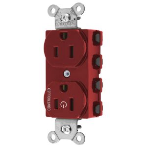 HUBBELL WIRING DEVICE-KELLEMS SNAP5262C1R Straight Receptacle, 15A 125V, 2P - 3W Grounding, Nylon, Red | CE6QFR