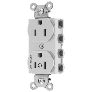 HUBBELL WIRING DEVICE-KELLEMS SNAP5262C1W Straight Receptacle, 15A 125V, 2P - 3W Grounding, Nylon, White | BD4BHJ