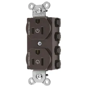 HUBBELL WIRING DEVICE-KELLEMS SNAP5262C2 Straight Receptacle, 15A 125V, 2P - 3W Grounding, Nylon, Brown | BD4JMM