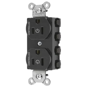 HUBBELL WIRING DEVICE-KELLEMS SNAP5262C2BK Straight Receptacle, 15A 125V, 2P - 3W Grounding, Nylon, Black | BD4NBK