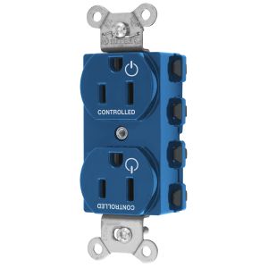 HUBBELL WIRING DEVICE-KELLEMS SNAP5262C2BL Straight Receptacle, 15A 125V, 2P - 3W Grounding, Nylon, Blue | CE6QFW