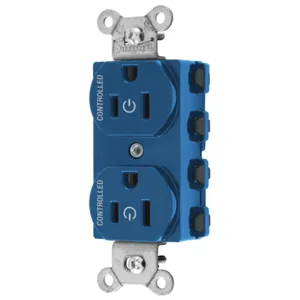 HUBBELL WIRING DEVICE-KELLEMS SNAP5262C2BL Straight Receptacle, 15A 125V, 2P - 3W Grounding, Nylon, Blue | CE6QFW