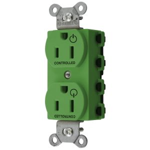 HUBBELL WIRING DEVICE-KELLEMS SNAP5262C2GN Straight Receptacle, 15A 125V, 2P - 3W Grounding, Nylon, Green | CE6QFX