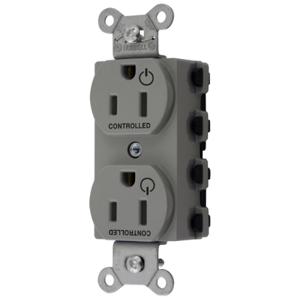 HUBBELL WIRING DEVICE-KELLEMS SNAP5262C2GY Straight Receptacle, 15A 125V, 2P - 3W Grounding, Nylon, Gray | BD4HFR