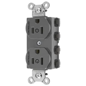 HUBBELL WIRING DEVICE-KELLEMS SNAP5262C2GY Straight Receptacle, 15A 125V, 2P - 3W Grounding, Nylon, Gray | BD4HFR