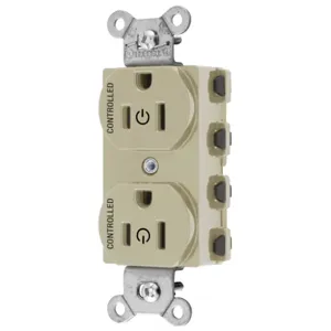 HUBBELL WIRING DEVICE-KELLEMS SNAP5262C2I Straight Receptacle, 15A 125V, 2P - 3W Grounding, Nylon, Ivory | BD4NBL