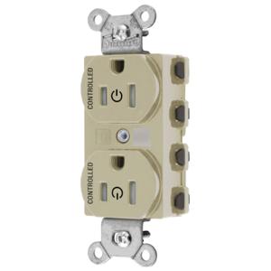 HUBBELL WIRING DEVICE-KELLEMS SNAP5262C2ITRA Straight Receptacle, Controlled, 15A 125V, Nylon, Ivory | CE6QGA