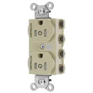 HUBBELL WIRING DEVICE-KELLEMS SNAP5262C2ITRA Straight Receptacle, Controlled, 15A 125V, Nylon, Ivory | CE6QGA