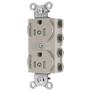 HUBBELL WIRING DEVICE-KELLEMS SNAP5262C2LATRA Straight Receptacle, Controlled, 15A 125V, Nylon, Light Almond | CE6QGB