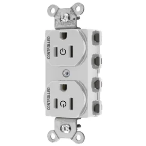 HUBBELL WIRING DEVICE-KELLEMS SNAP5262C2W Straight Receptacle, 15A 125V, 2P - 3W Grounding, Nylon, White | BD4PNY